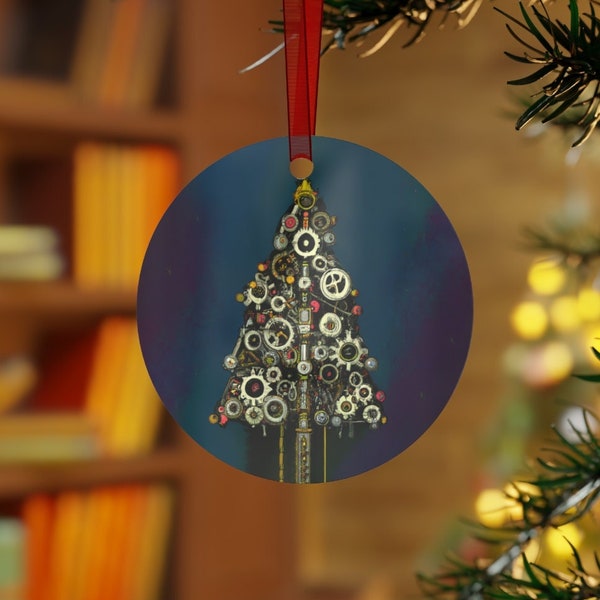 Steampunk Christmas Tree Metal Christmas Ornament #SciFiChristmas #Robots