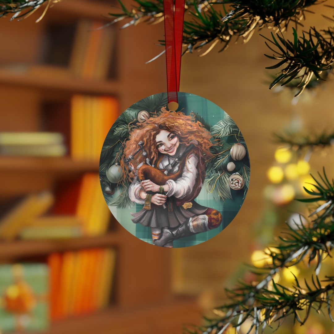 Bagpipe Girl Ornament Stocking Stuffer Scotch Irish Holidays Bagpipe