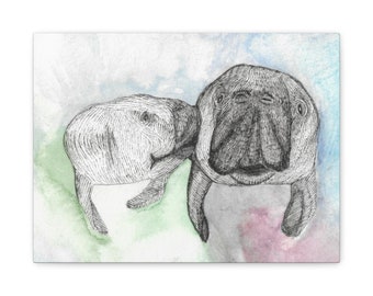Manatee Canvas Print - Mother and Baby!