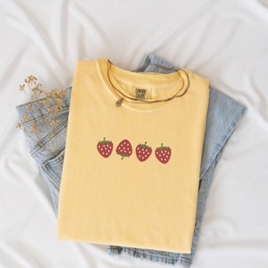 Embroidered Strawberry T-Shirt: Comfort Colors Summer Apparel