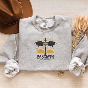 Basgiath War College Crewneck Sweatshirt | Fantasy Dragon Embroidered Bookish Pullover | Book Lover Gift