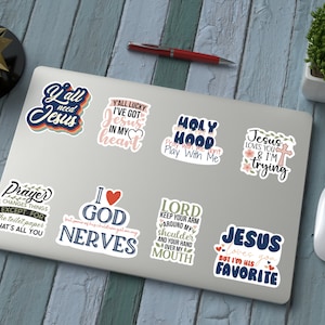 Funny Christian Stickers: Retro Floral Designs, Water-Resistant Vinyl
