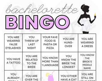 Bachelorette BINGO! Bachelorette Drinking Game, Bachelorette Bingo Game, Have You Ever Game, Bachelorette Game, Bingo Drinking Game