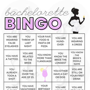 Bachelorette BINGO! Bachelorette Drinking Game, Bachelorette Bingo Game, Have You Ever Game, Bachelorette Game, Bingo Drinking Game