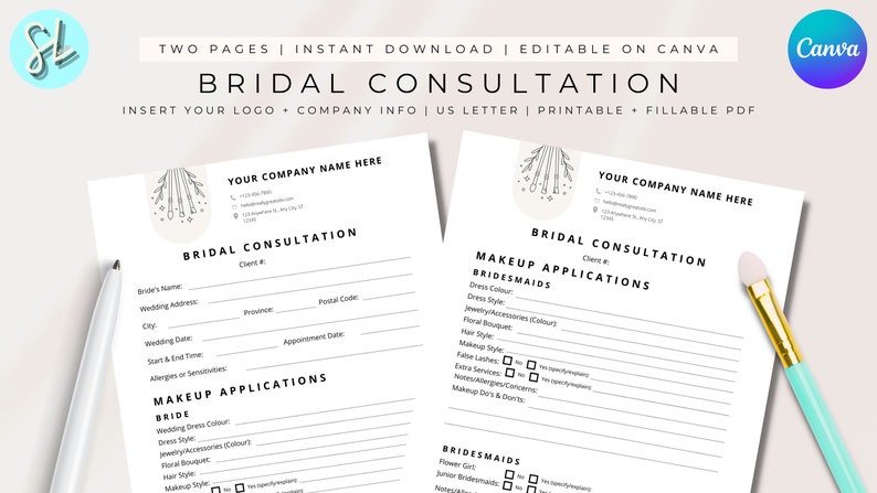 EDITABLE Bridal Consultation Template, Bridal Makeup Contract Template ...