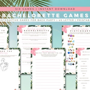 Bachelorette Party Games Bundle, 6 Games, Printable Bachelorette Party Games, Drinking Games, Guess the Dress, Dirty Games, Print & Play!