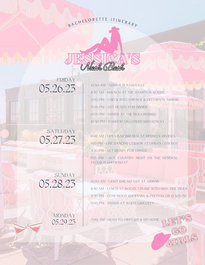EDITABLE Bachelorette Itinerary, Travel Bachelorette Itinerary ...