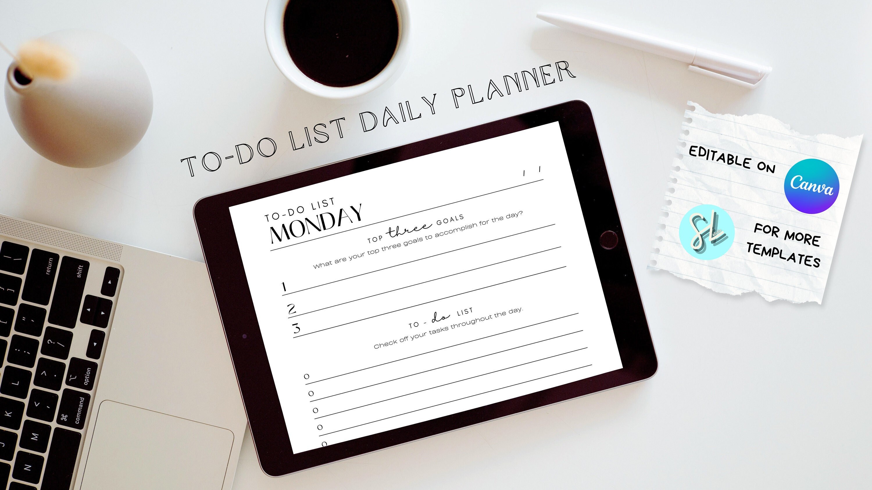 EDITABLE To-Do List Daily Planner, 7-Day Weekly Planner, Daily To-Do List, Daily Planner with Prompts, Daily Goal Setting, CANVA TEMPLATE
