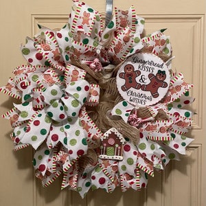 Spread Christmas Cheer with this Holiday Joy Gingerbread Door Hanger/ Christmas Wishes Wreath /Gingerbread  Front Door HangerChristmas Decor