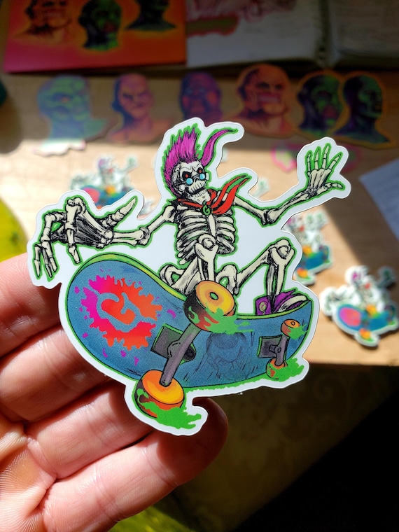 Curly the Skeleton mascot Goosebumps Die Cut Stickers 3" x 3.2"