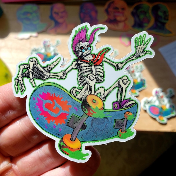 Curly the Skeleton mascot Goosebumps Die Cut Stickers 3" x 3.2"