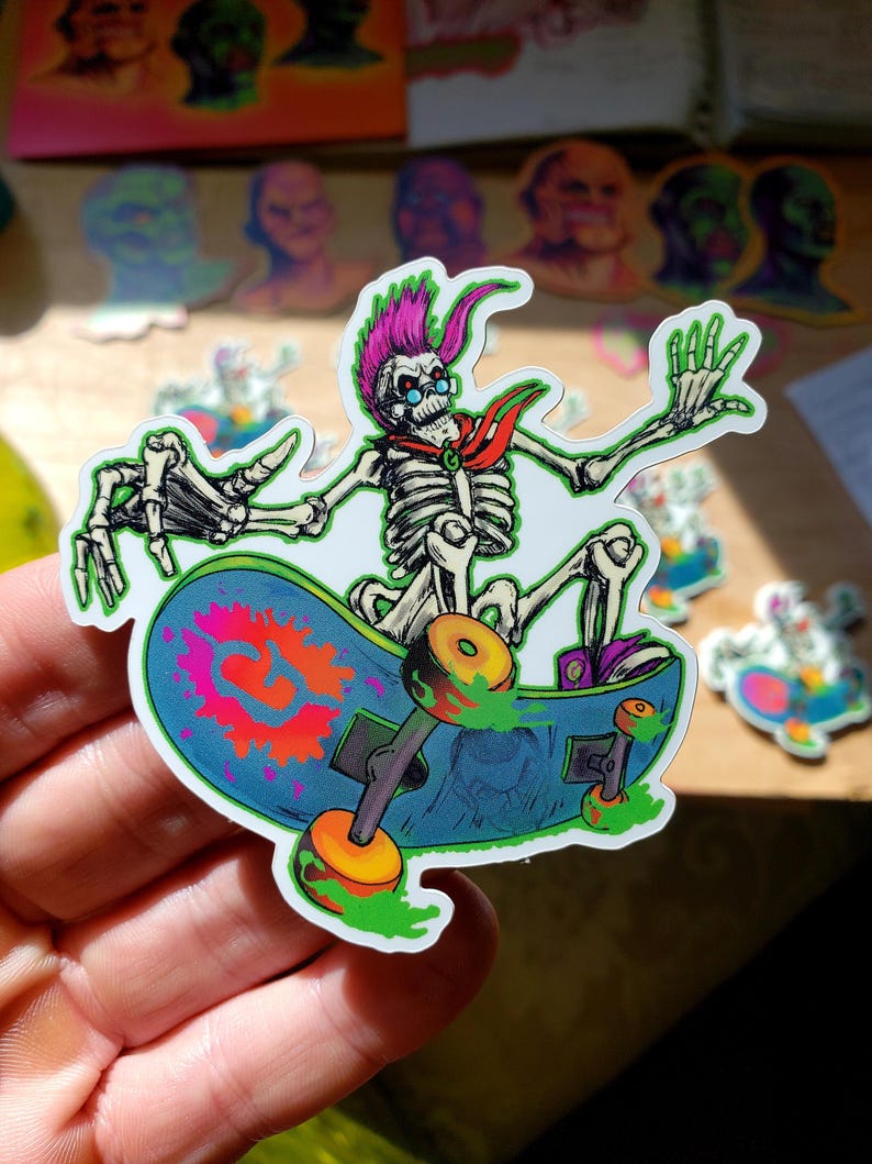 Curly Skeleton Skateboarding Goosebumps