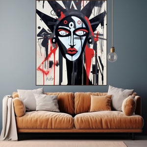 Red Riot Sparkles --Limited Edition Painting by Ruby Riot | Face Abstract, On Canvas, Modern, Contemporary Art, Original, Ready to Hang