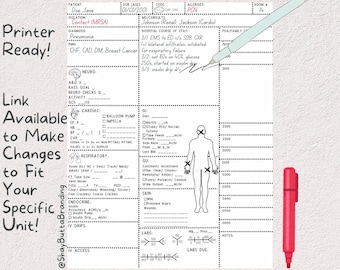 ADHD Nurse Night Shift “Don’t Forget” Intensive Care/ Critical Care Med-Surg Nurse Report Sheet | PDF & Link to Edit | SBAR | Handoff
