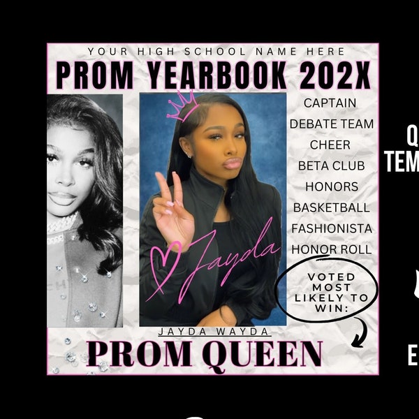 Editable Prom Queen Yearbook Themed Flyer | Do-It-Yourself (DIY) | Vote for me, Campaigning, Prom, Hoco, HC Queen, Dance,Formal