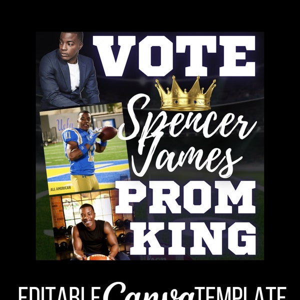 Editable Prom King Flyer | Do-It-Yourself (DIY) | Vote for me, Campaigning, Prom, Hoco, HC Queen, Dance,Formal, Football