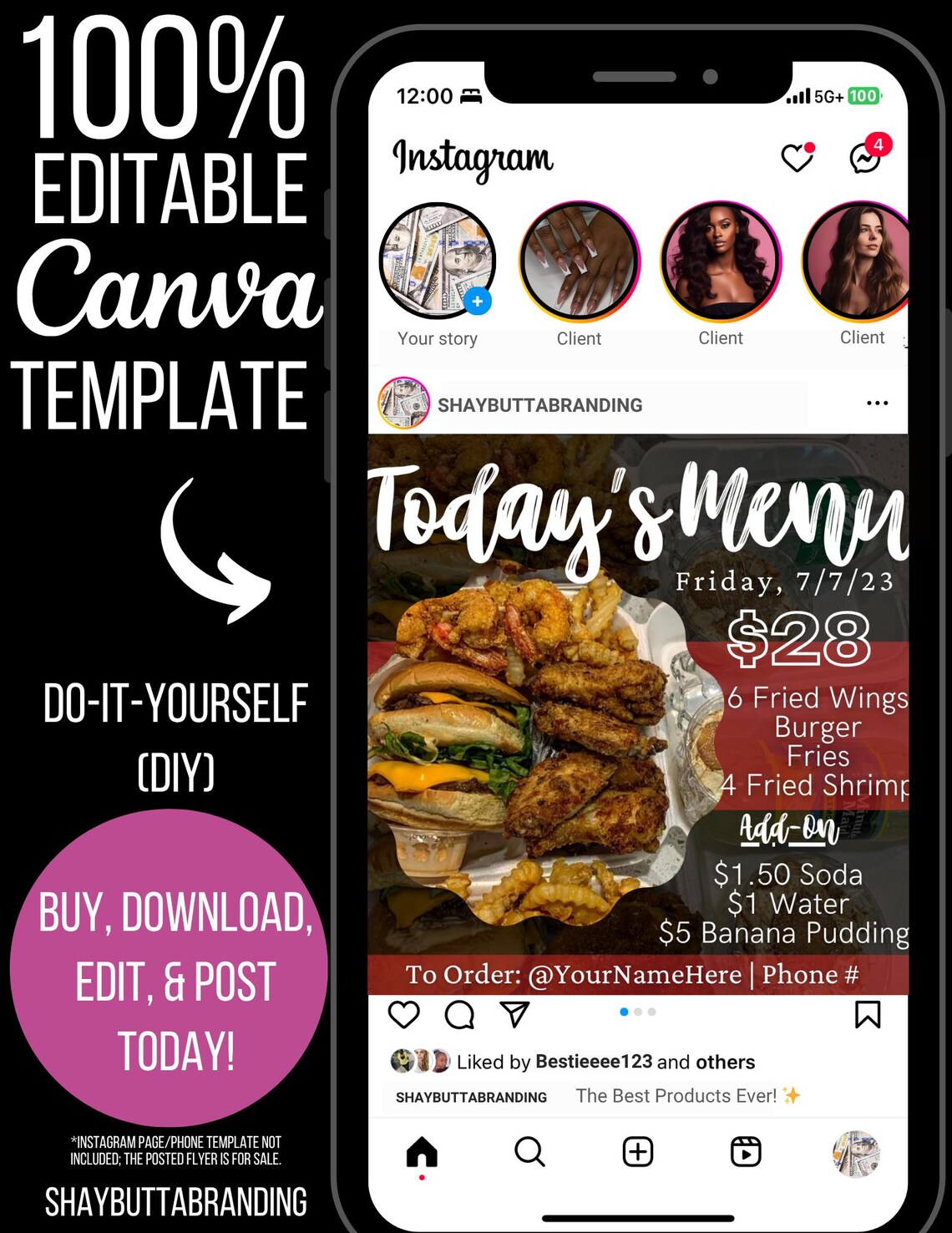 Editable Food Menu | DIY Food Flyer - Canva Editable Template - Meals ...