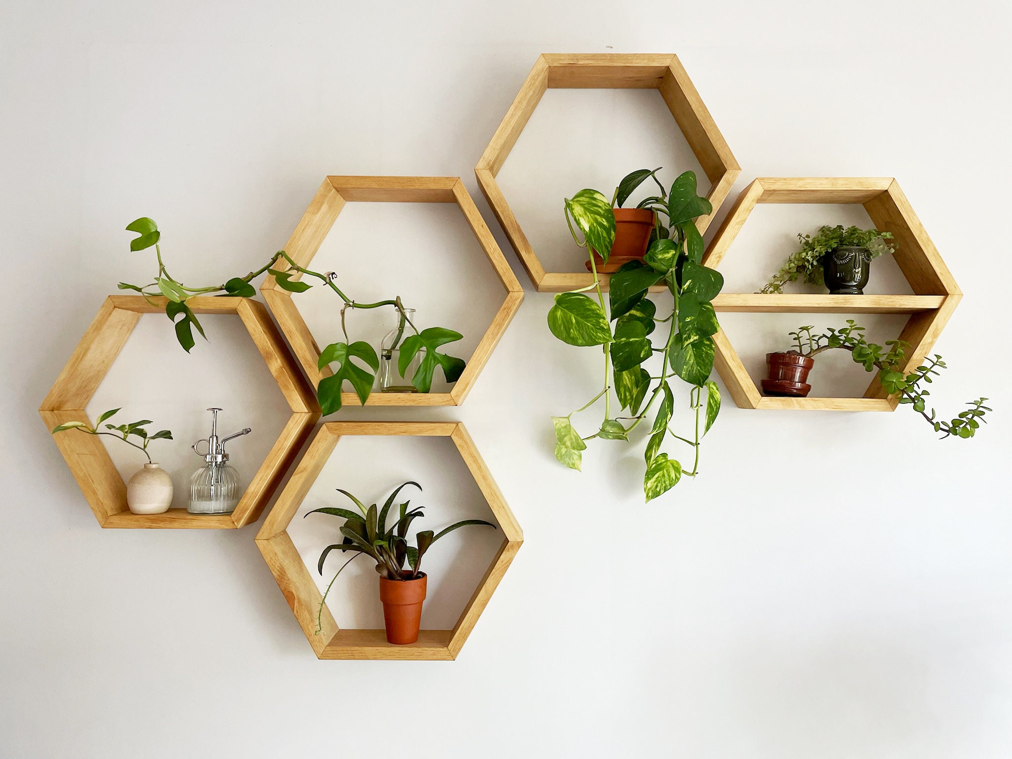 Hexagon Shelves Wood Shelves Geometric Shelves Etsy