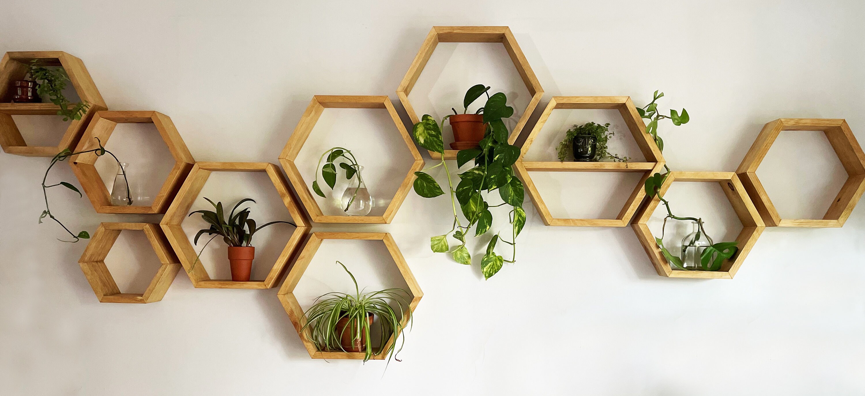 Hexagon Shelves Wood Shelves Geometric Shelves Etsy