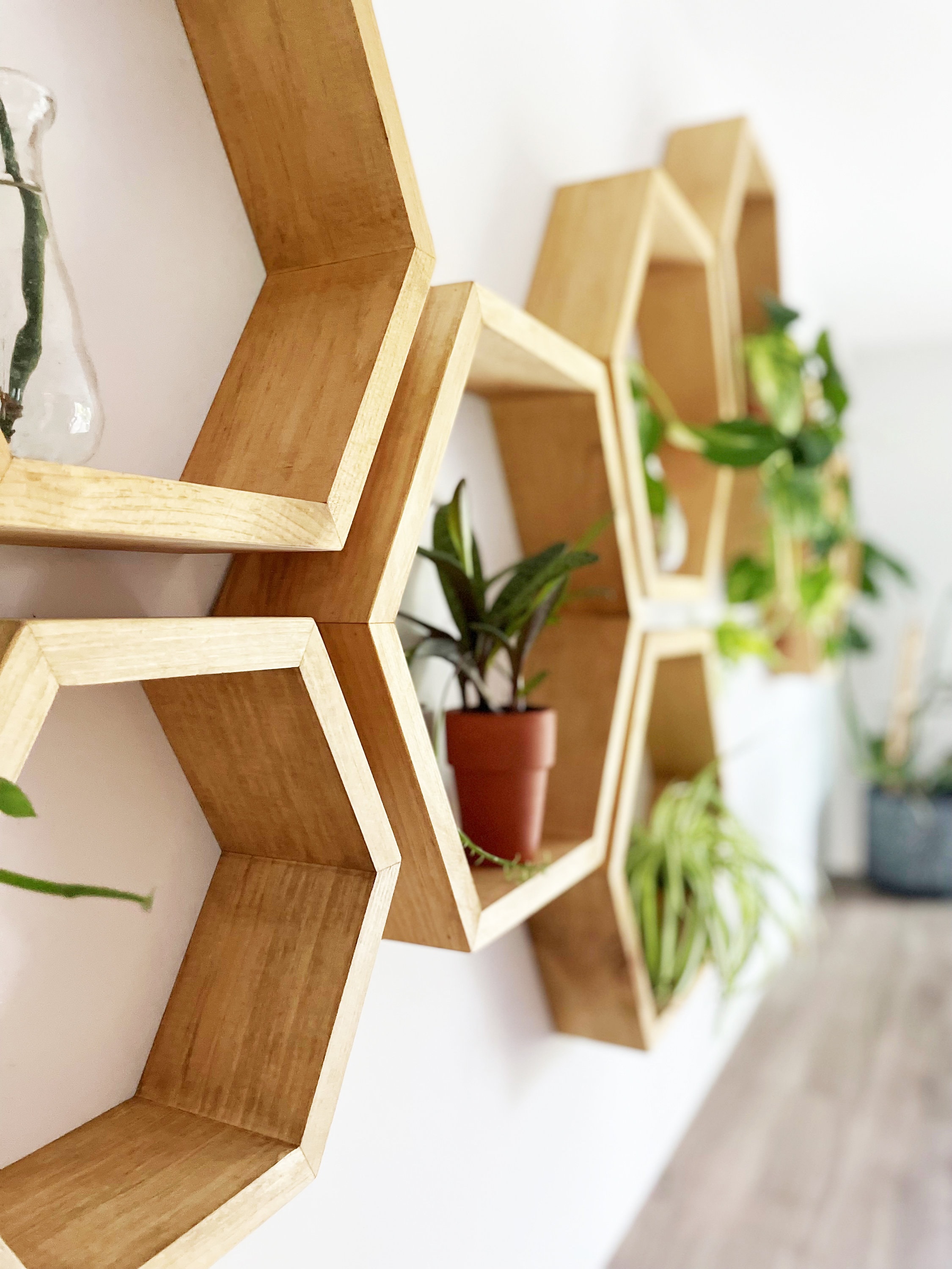 Hexagon Shelves Wood Shelves Geometric Shelves Etsy