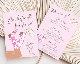 Nashville Bachelorette Weekend Invitation, Nash Cowgirl Invite Template, Hen Party, Editable Weekend Itinerary, Western Template Evite
