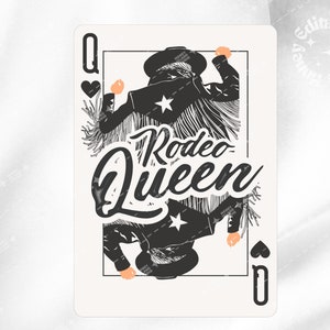 Cowgirl Queen of Hearts, Poker Card Rodeo Queen, Cowgirl Western Clipart png transparant svg-bestand, digitale DOWNLOAD