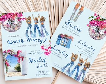 Mamma Mia Disco Bachelorette Itinerary Template (Canva Template)