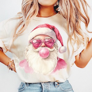 Coquette Santa PNG: Pink Christmas Clipart (Digital Download)