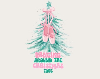 Tanzen Sie Weihnachten PNG: Ballerina-Hausschuhe, Weihnachtsbaum (Digitaler Download)