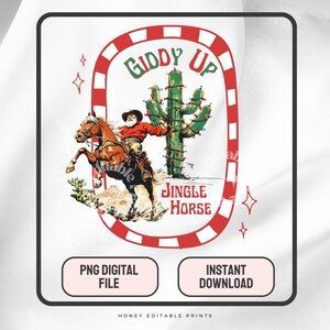 Giddy Up Jingle Horse Western Christmas Santa PNG, Western PNG file, Trendy Western Designs, Trendy Shirt PNG Instant Download