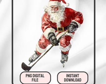 Santa Playing Hockey PNG, Hockey Mom Png Clipart, Santa Claus Hockey Game Xmas Png, Trending Christmas Sublimation png,  DIGITAL DOWNLOAD