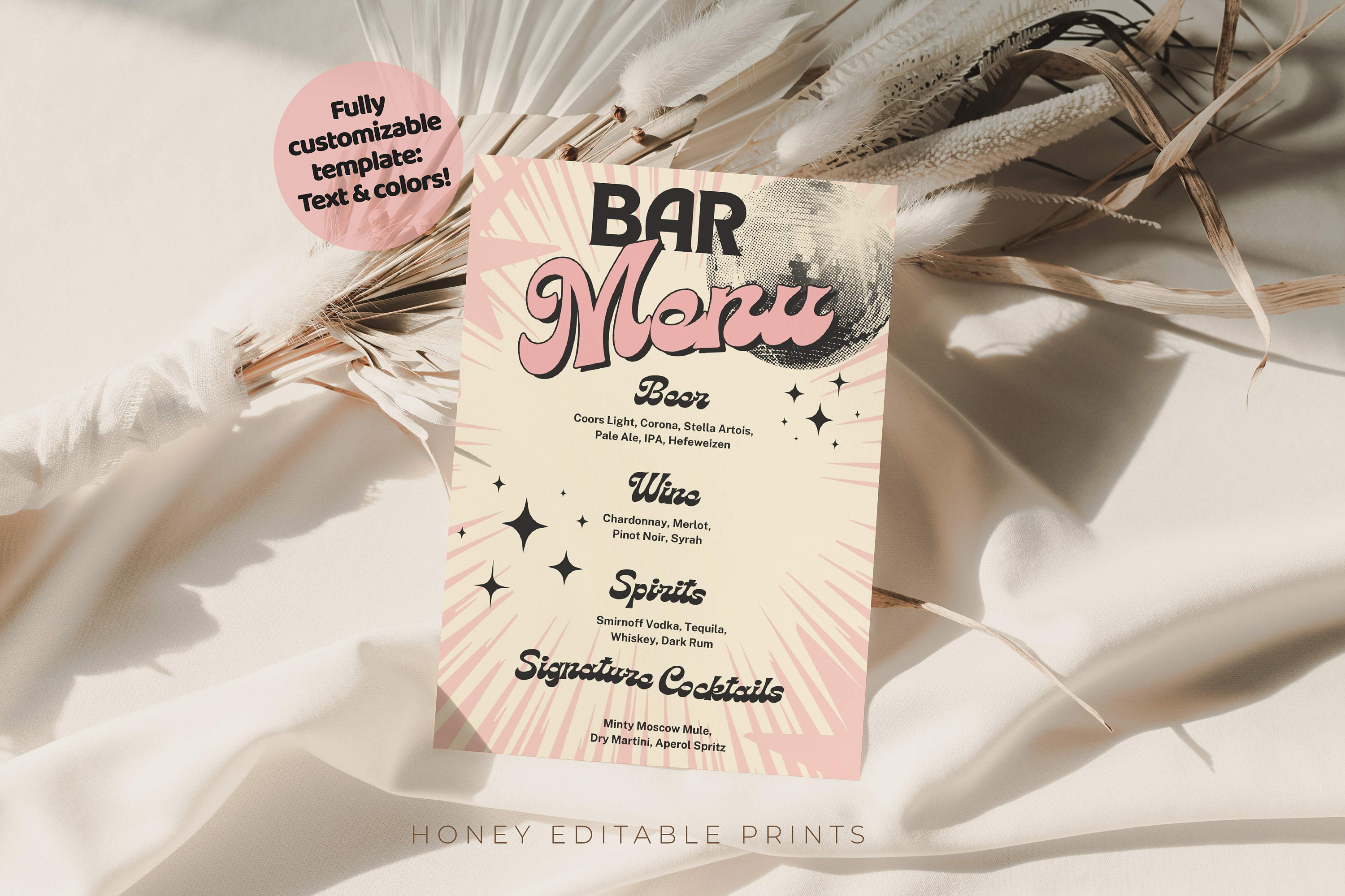Disco Bar Menu Retro Disco Drinks Menu Disco Bachelorette Etsy