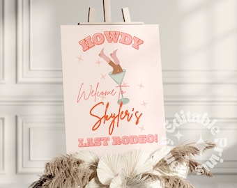 Last Rodeo Bachelorette Welcome Sign, Dirty Martini Cowgirl Bachelorette Printable, Last Rodeo Banner Party