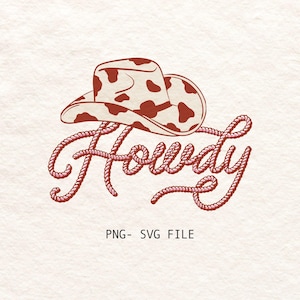 Howdy Cowgirl Hat PNG: Western Sublimation Design (Digital Download, SVG & PNG