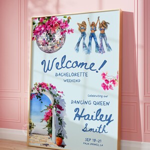 Mamma Mia Bachelorette Welcome Sign Template, Honey Honey Bridal Shower, Dancing Queen Party Banner, Disco Bachelorette Party Sign Canva DIY