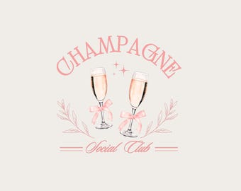 Champagne Social Club PNG: Coquette Bachelorette Design (Digital Download)