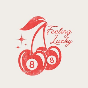 Feeling Lucky Cherries 8 Ball Clipart: SVG, PNG (Digital Download)