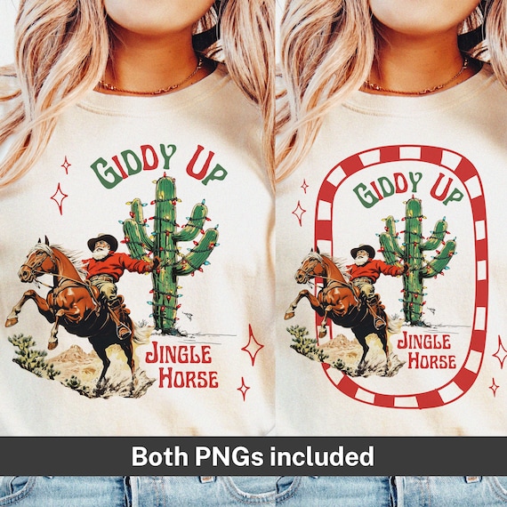 Giddy Up Jingle Horse Western Christmas Santa PNG, Western PNG file, Trendy Western Designs, Trendy Shirt PNG Instant Download