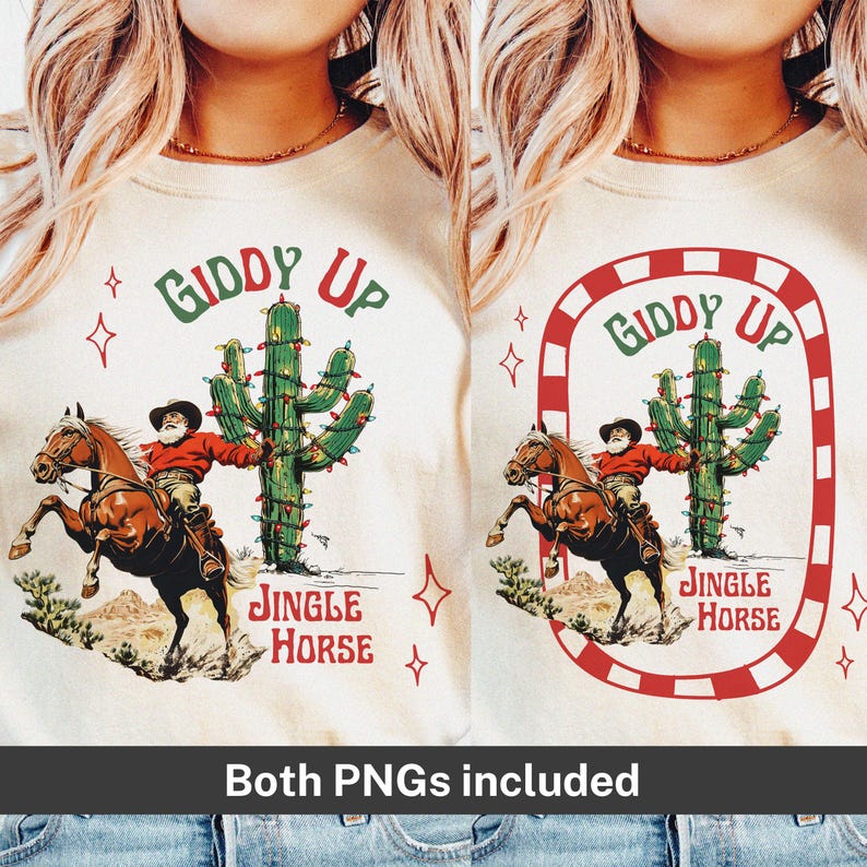 Giddy Up Jingle Horse Western Christmas Santa PNG, Western PNG file, Trendy Western Designs, Trendy Shirt PNG Instant Download