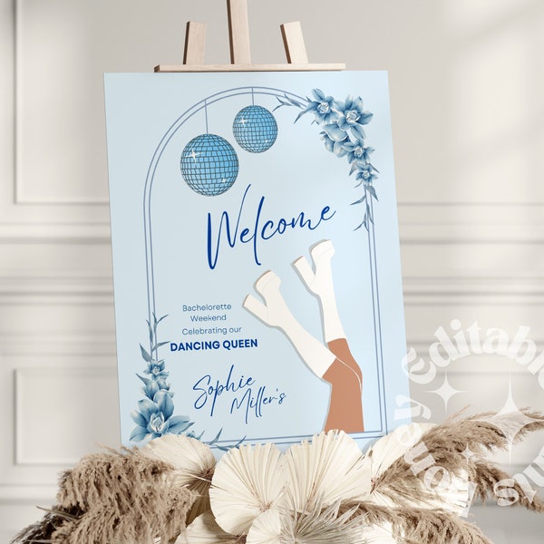 Mamma Mia Bachelorette Welcome Sign Template, Honey Honey Bridal Shower, Dancing Queen Party Banner, Disco Bachelorette Party Sign