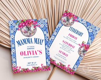 Mamma Mia Bachelorette Itinerary Template: Bougainvillea Disco (Digital Download)