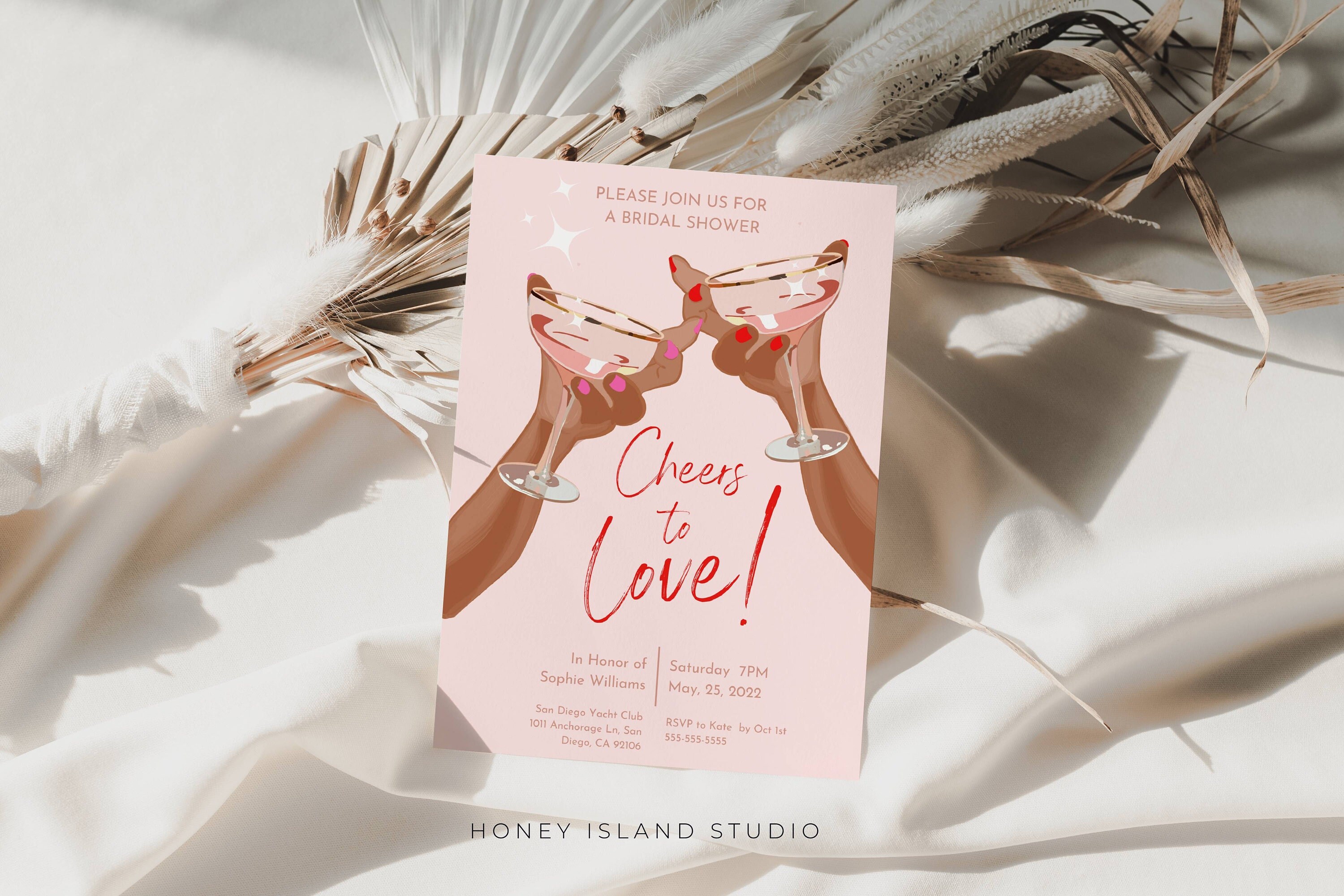 Bridal Shower Editable Invitation Cheers to Love Bridal Etsy