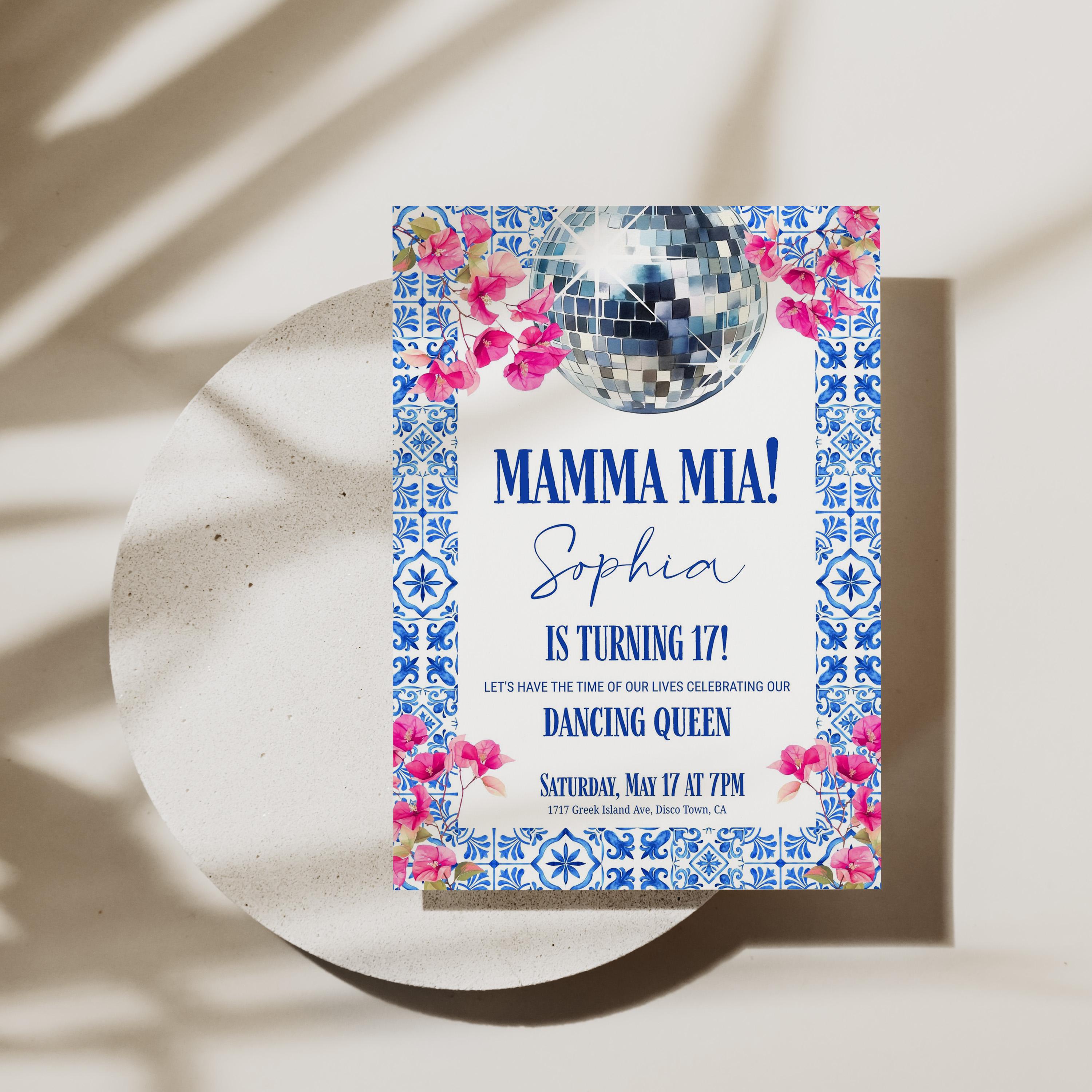 Mamma Mia Birthday Invitation: Dancing Queen Disco (canva Template) - Etsy