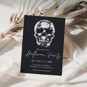 Editable Adult Halloween Party Invitation, Disco Halloween Costume Party Invite, Skull Halloween Birthday, Printable, Text Invitation