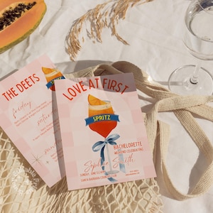 Spritz Bachelorette Weekend Itinerary Template: Editable Engagement Invite (CANVA)