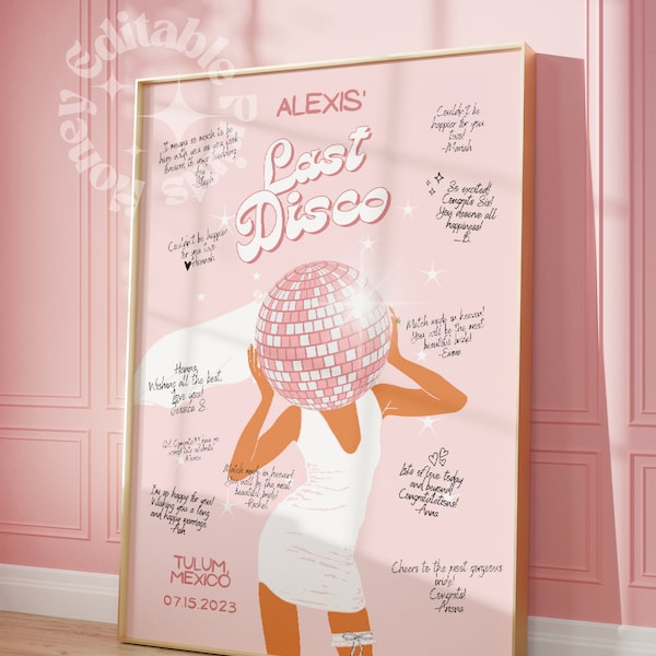 Last Disco Bachelorette Party Guest Book, Bride Dancing Queen, Bachelorette Party Decorations, Hen Do Bridal Shower Gift, Cute