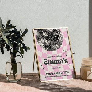 Disco Birthday Template, Trendy Retro Disco Invitation, Teen Girls Disco Birthday Invite Template
