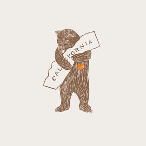 California Bear Hugging Map PNG: Transparent Clipart (Digital Download)