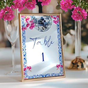 Mamma Mia Table Sign: Mediterranean Dancing Queen Disco (Canva Template)