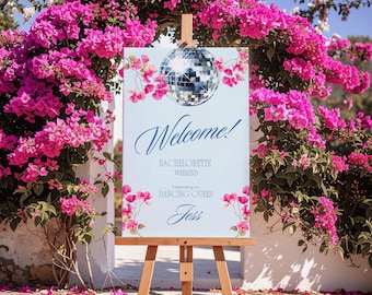 Disco Bachelorette Welcome Sign: Mamma Mia Theme (24x36in Digital Download)